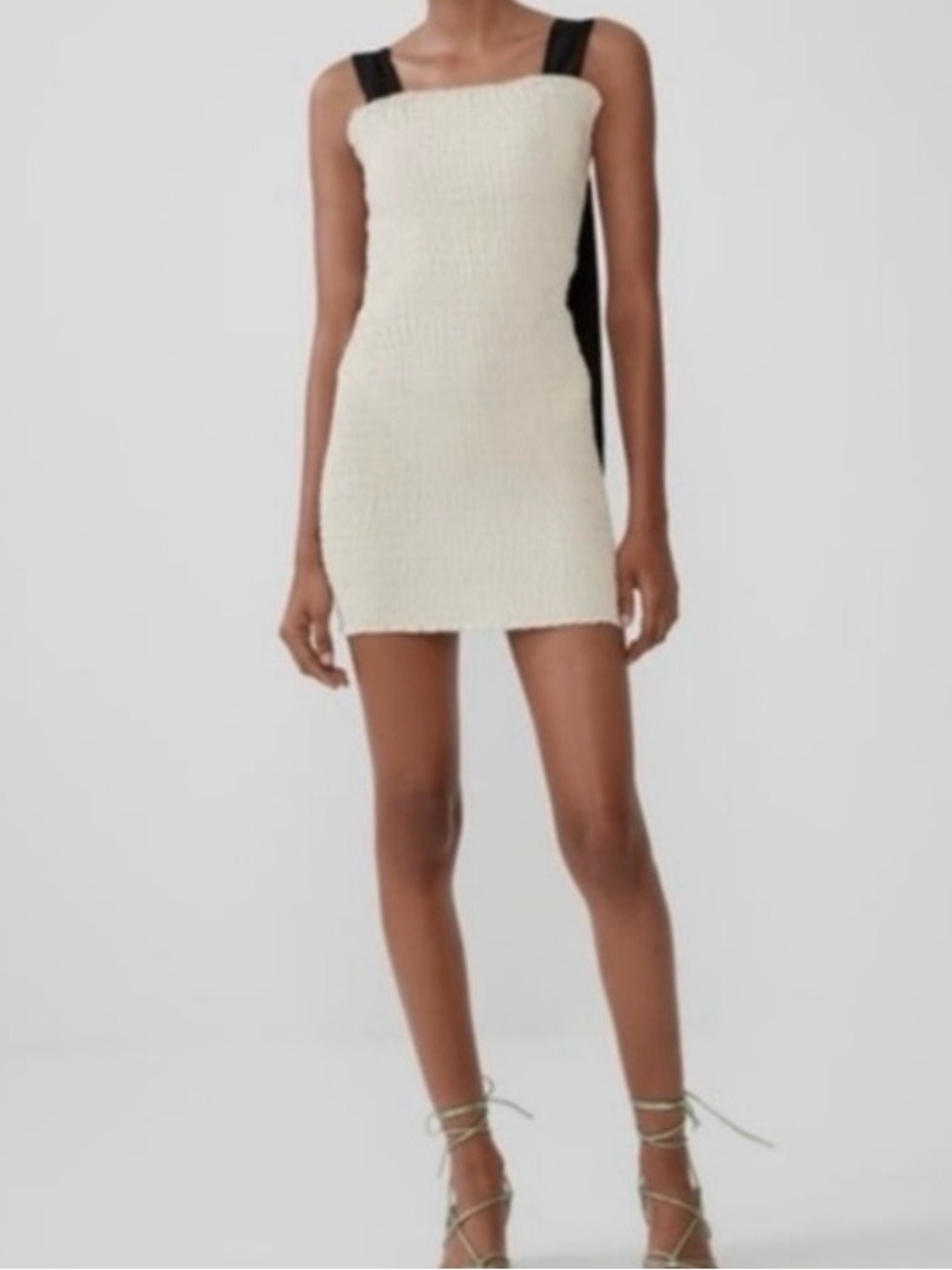 Zara Cream Mini Dress with Black Straps